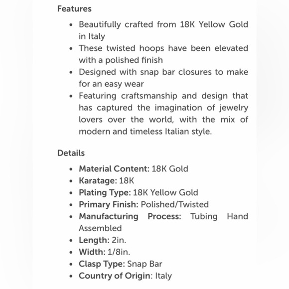 New 18k Yellow Gold Twisted Hoops 2" - Picture 11 of 11